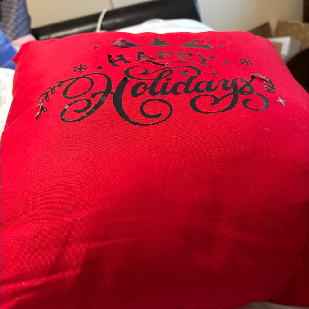 Callisto Home Red Holiday Pillow with Black Accents